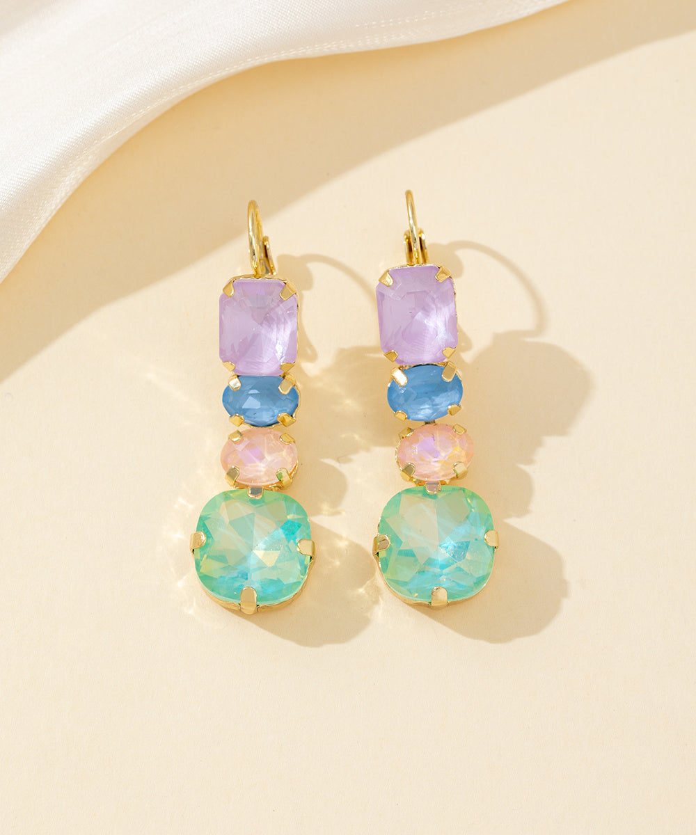 Boucles d’oreilles pendantes en verre facetté – 26PEBOL003