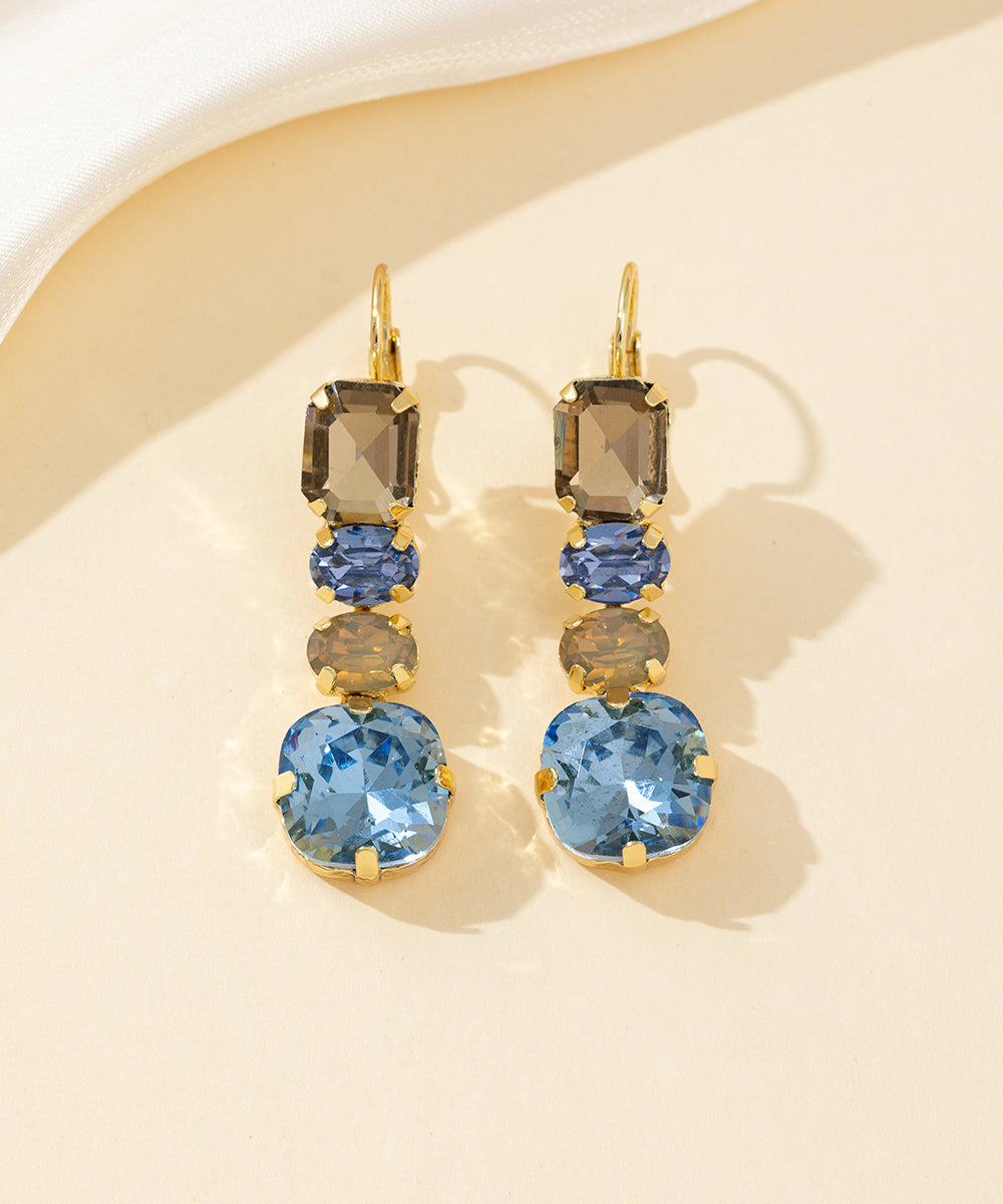 Boucles d’oreilles pendantes en verre facetté – 26PEBOL003