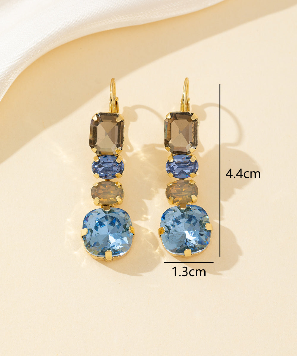 Boucles d’oreilles pendantes en verre facetté – 26PEBOL003