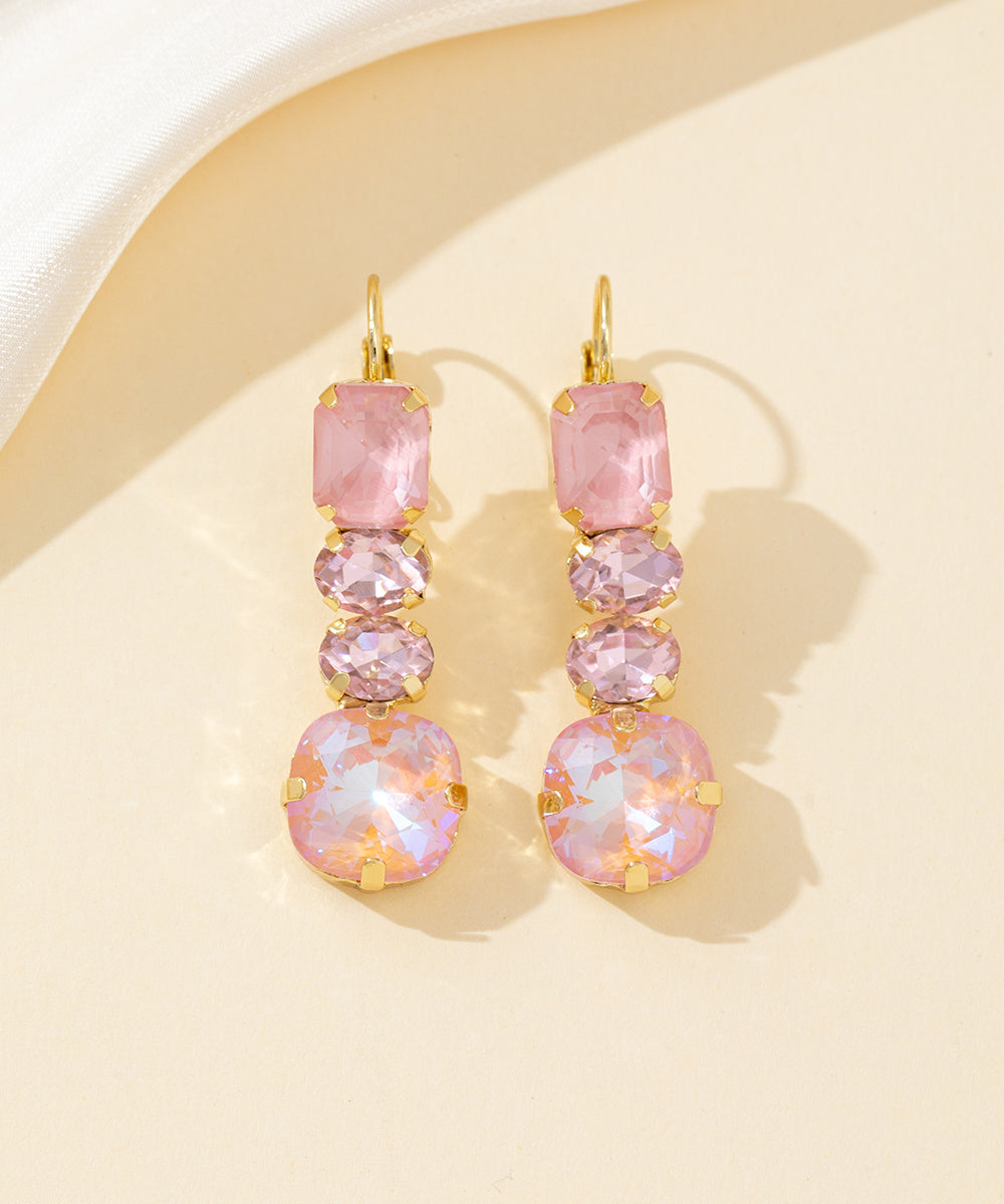 Boucles d’oreilles pendantes en verre facetté – 26PEBOL003