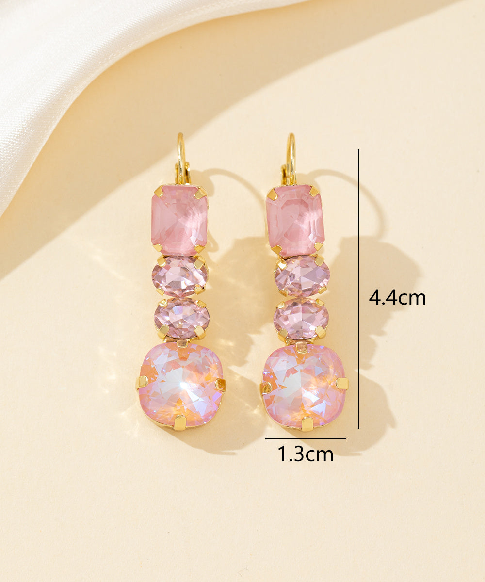 Boucles d’oreilles pendantes en verre facetté – 26PEBOL003