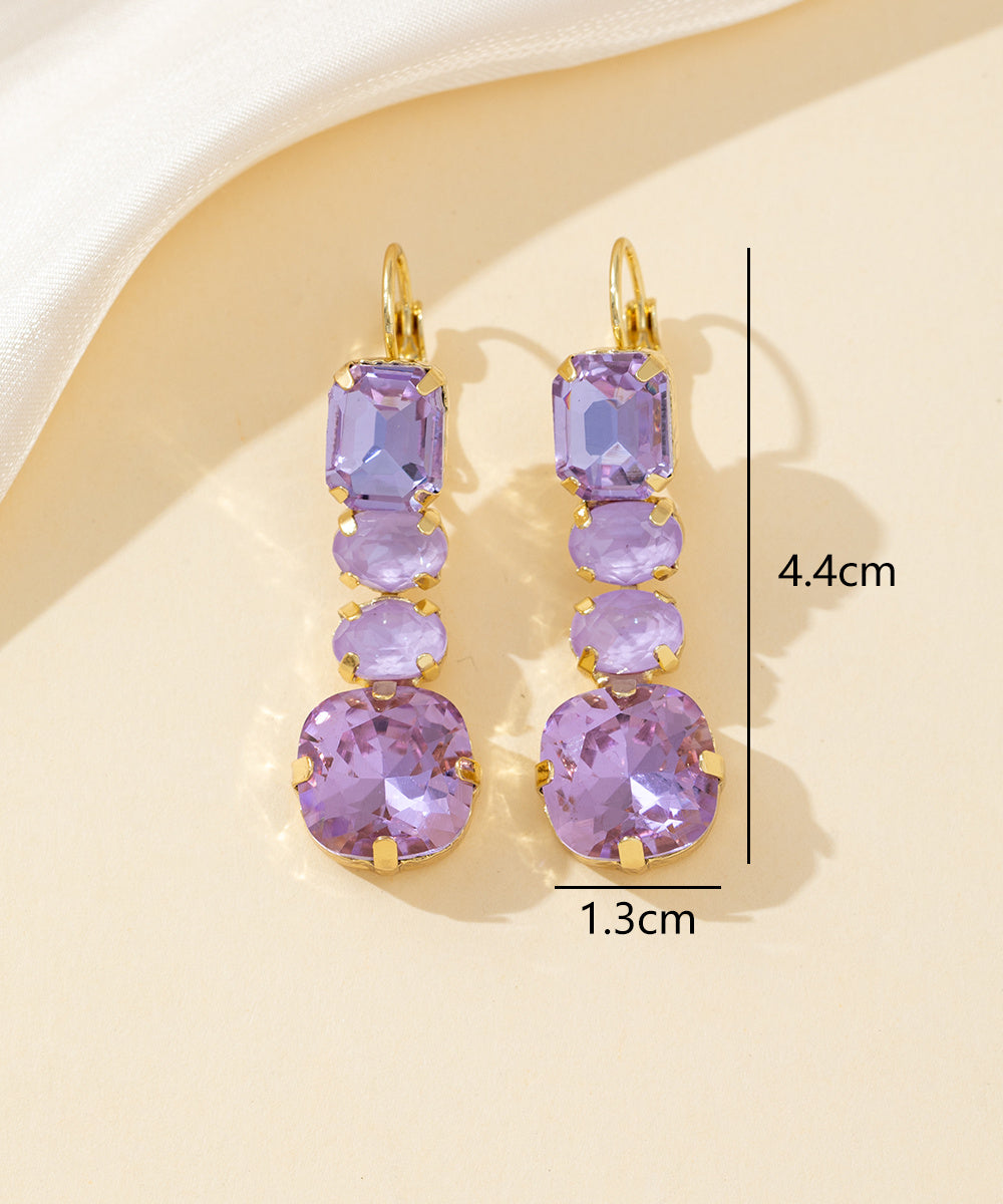 Boucles d’oreilles pendantes en verre facetté – 26PEBOL003