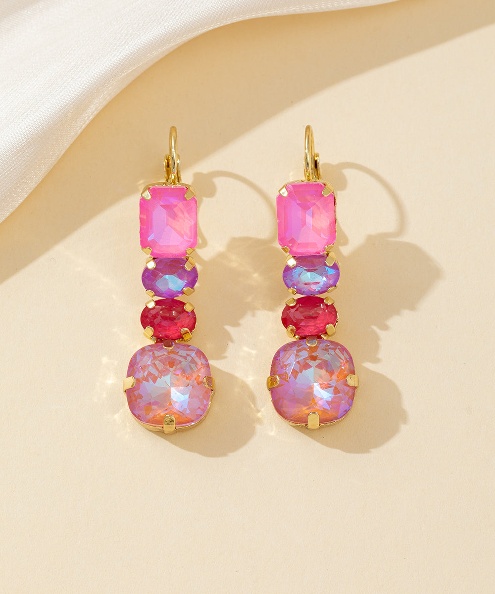 Boucles d’oreilles pendantes en verre facetté – 26PEBOL003
