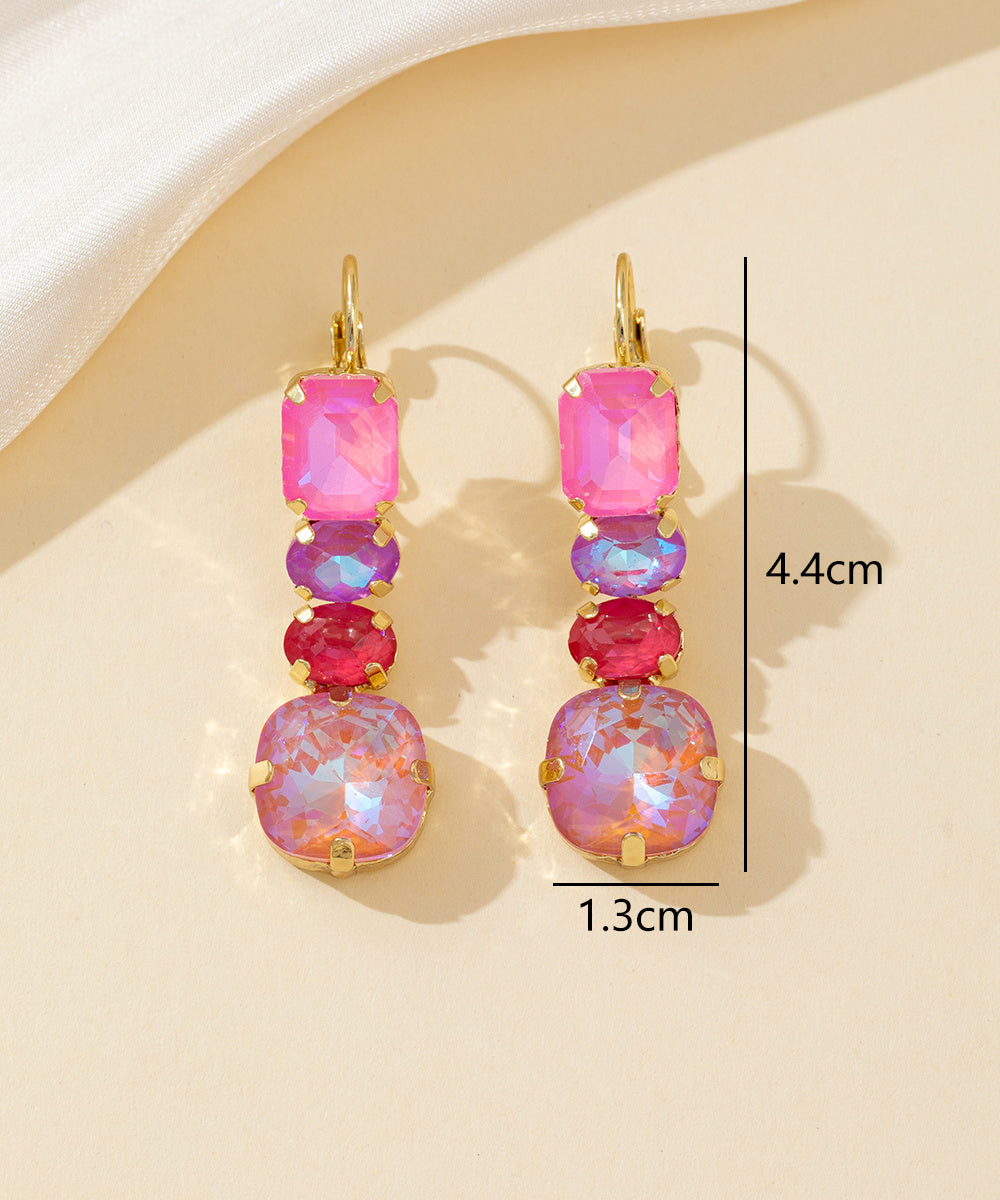 Boucles d’oreilles pendantes en verre facetté – 26PEBOL003