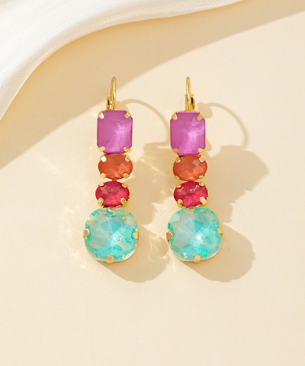 Boucles d’oreilles pendantes en verre facetté – 26PEBOL003