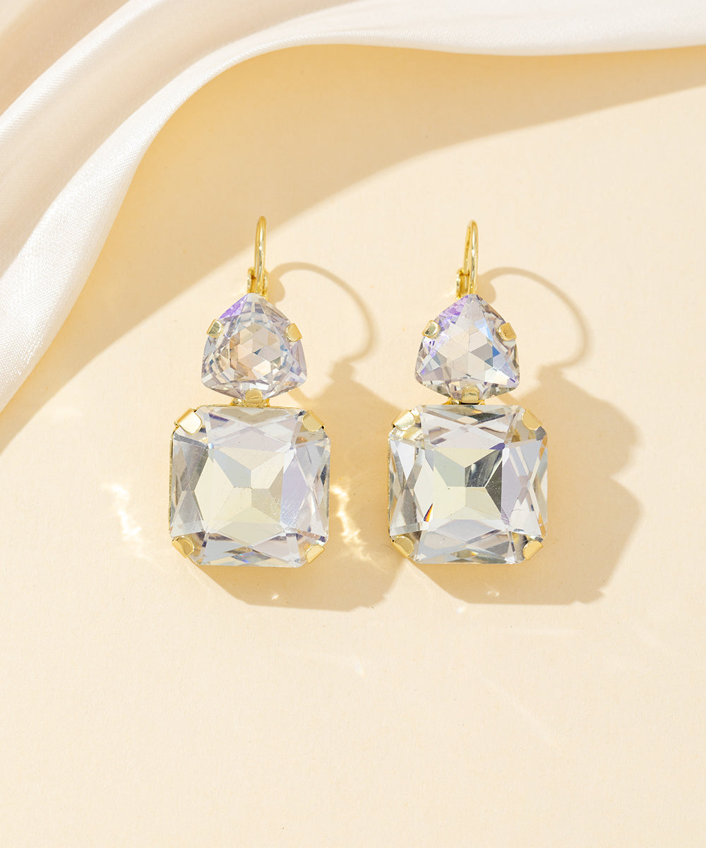 Boucles d’oreilles dormeuse strass géométrique – 26PEBOL007