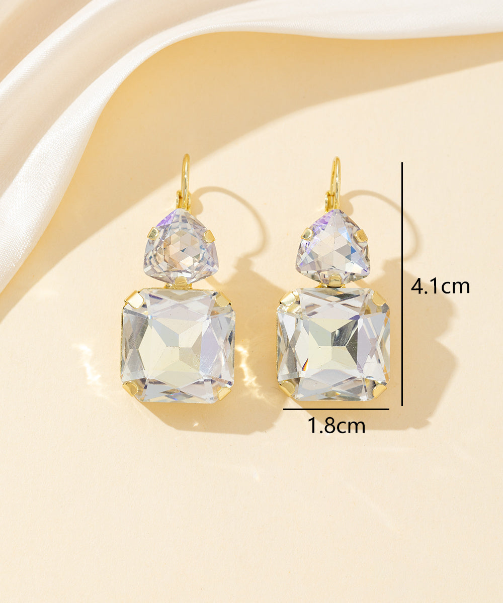 Boucles d’oreilles dormeuse strass géométrique – 26PEBOL007