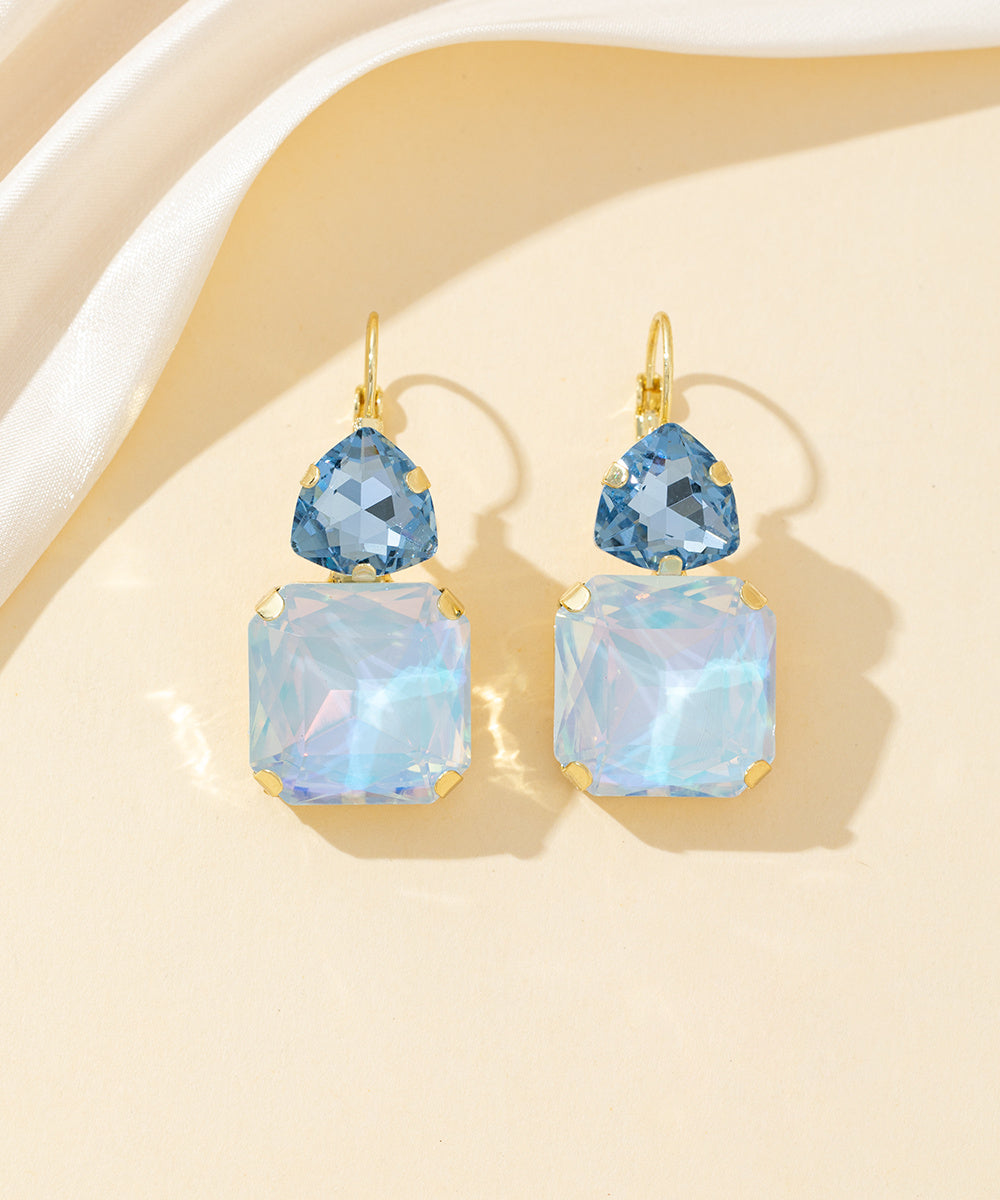 Boucles d’oreilles dormeuse strass géométrique – 26PEBOL007