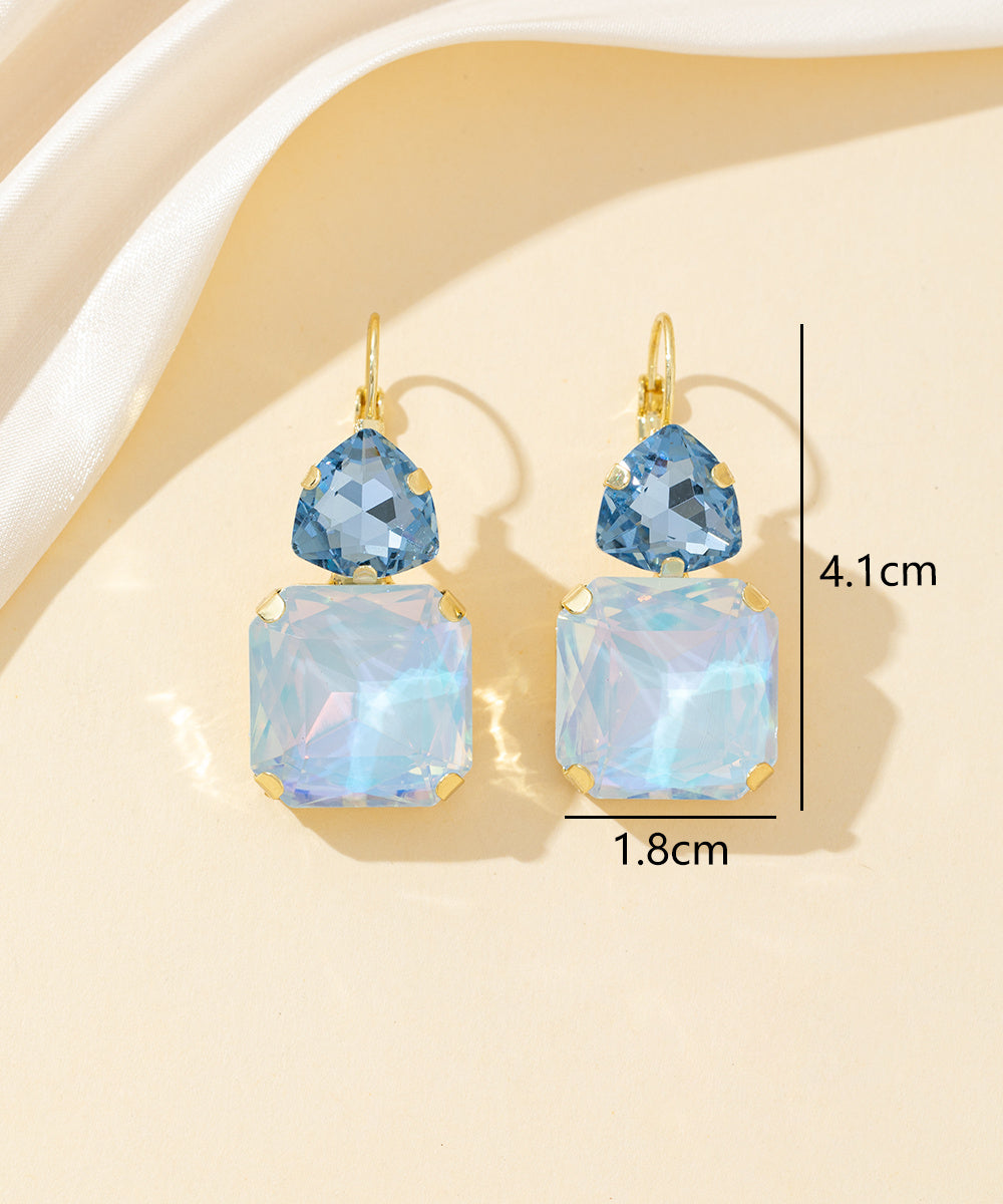 Boucles d’oreilles dormeuse strass géométrique – 26PEBOL007