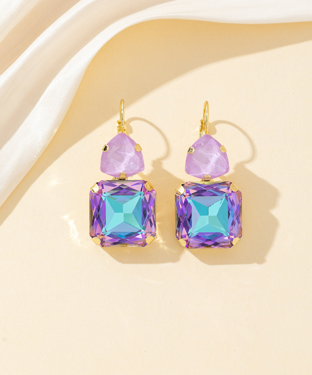 Boucles d’oreilles dormeuse strass géométrique – 26PEBOL007