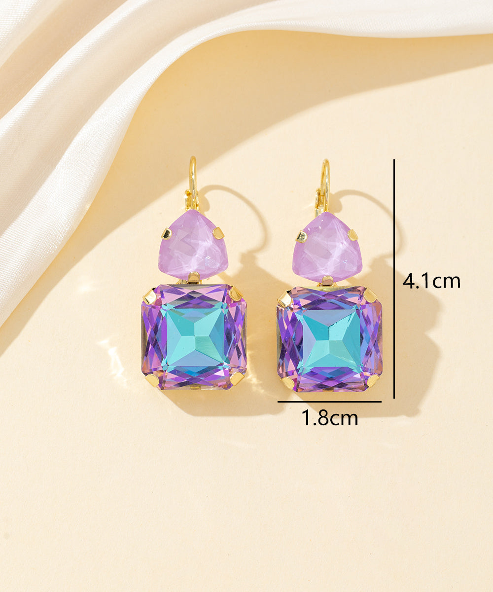 Boucles d’oreilles dormeuse strass géométrique – 26PEBOL007