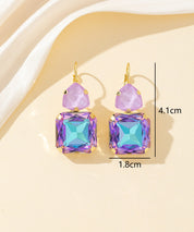 Boucles d’oreilles dormeuse strass géométrique – 26PEBOL007