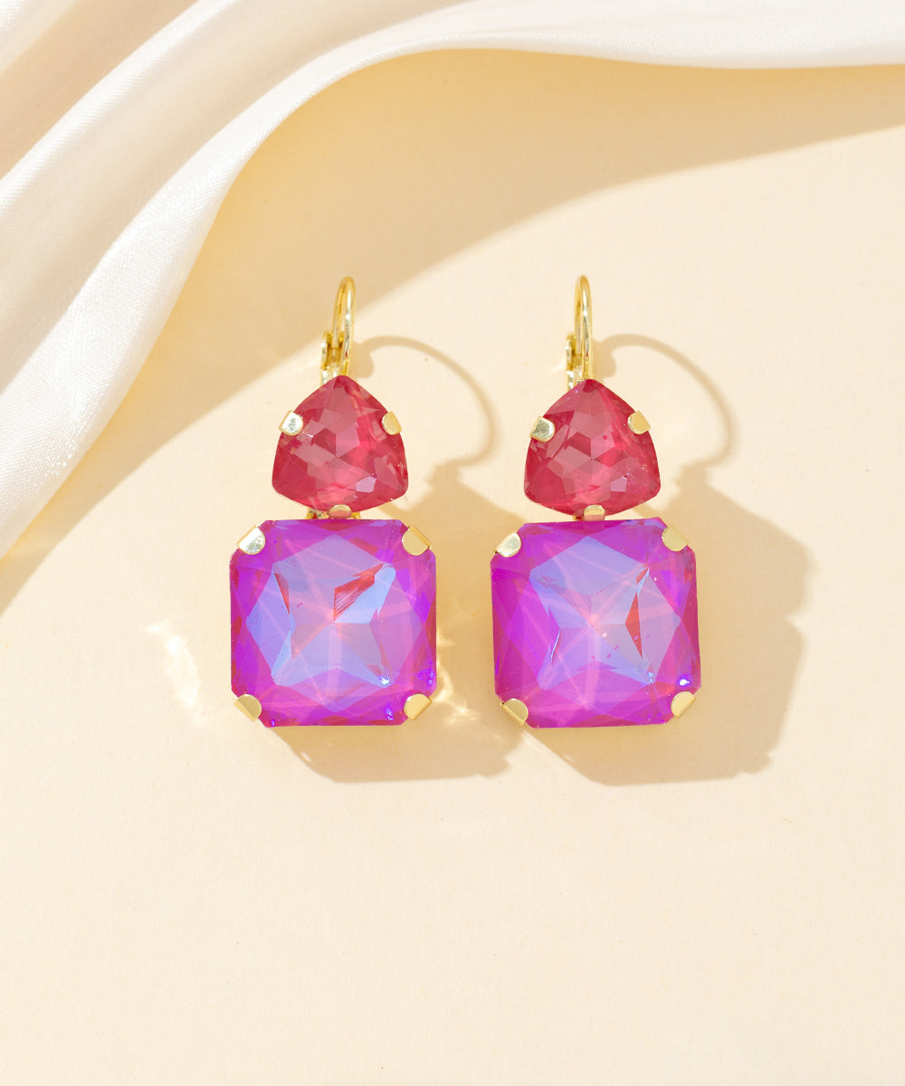 Boucles d’oreilles dormeuse strass géométrique – 26PEBOL007