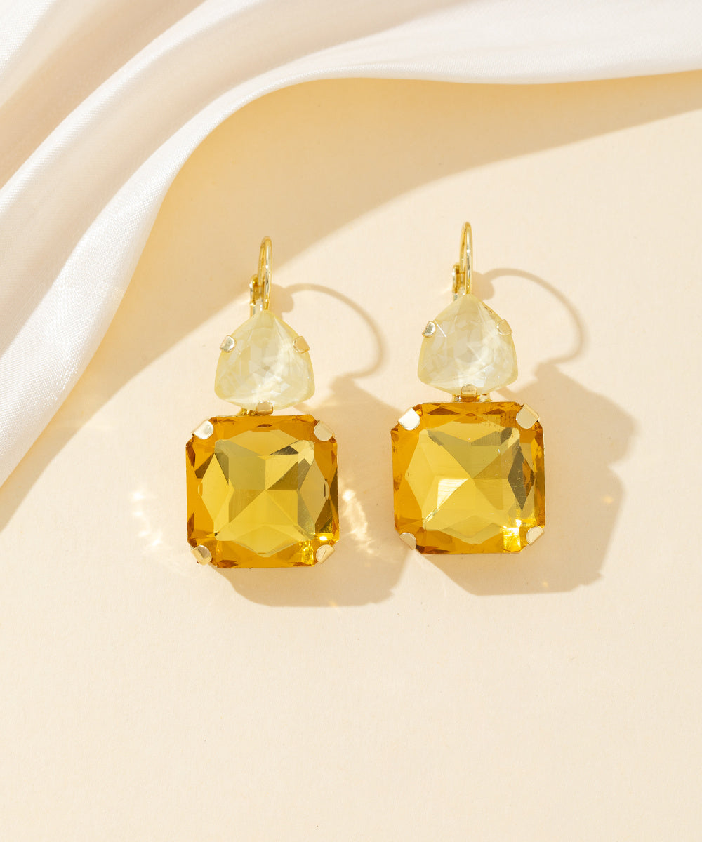 Boucles d’oreilles dormeuse strass géométrique – 26PEBOL007