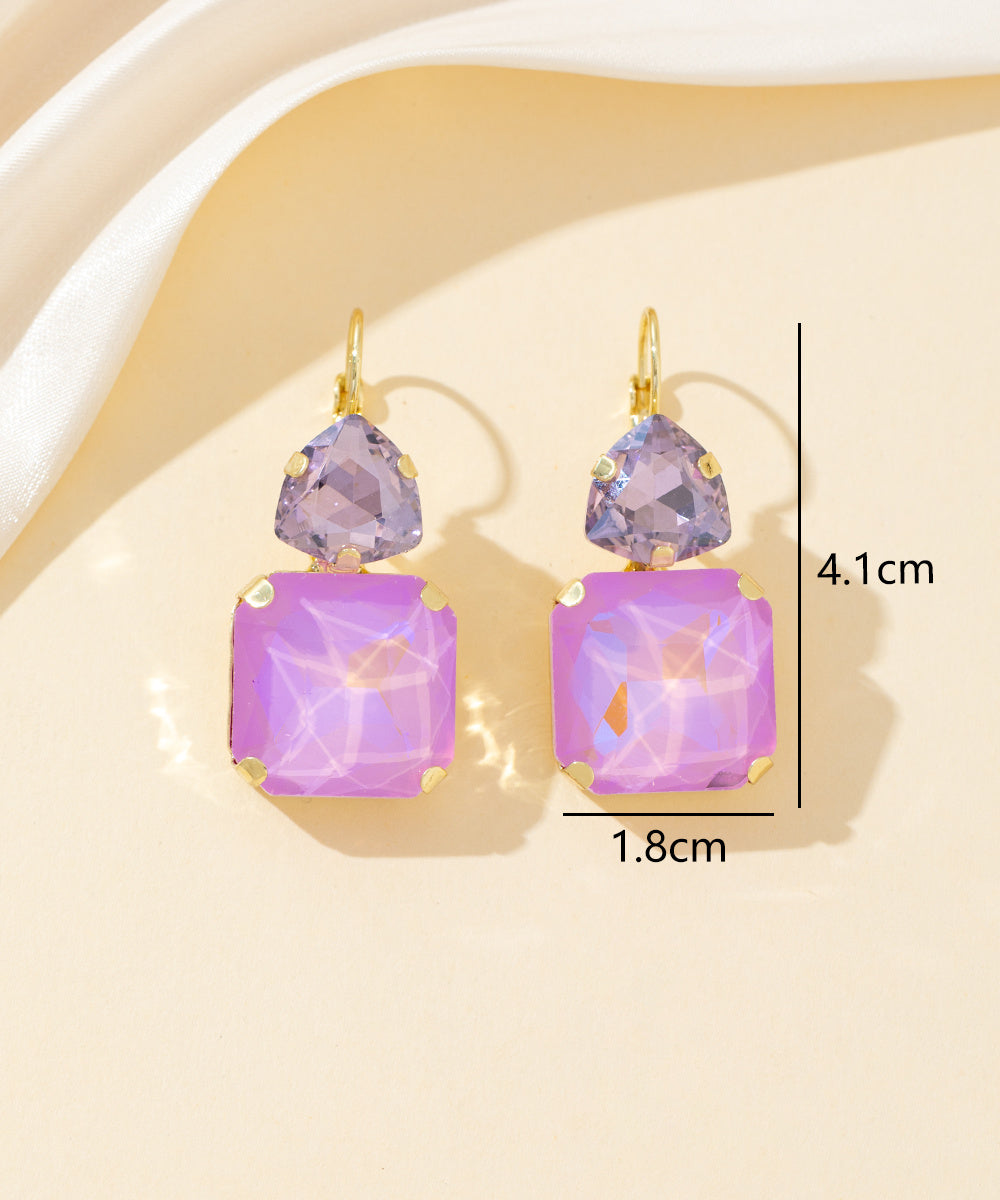 Boucles d’oreilles dormeuse strass géométrique – 26PEBOL007