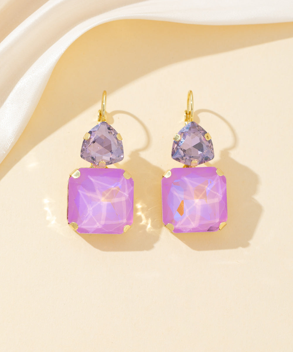 Boucles d’oreilles dormeuse strass géométrique – 26PEBOL007