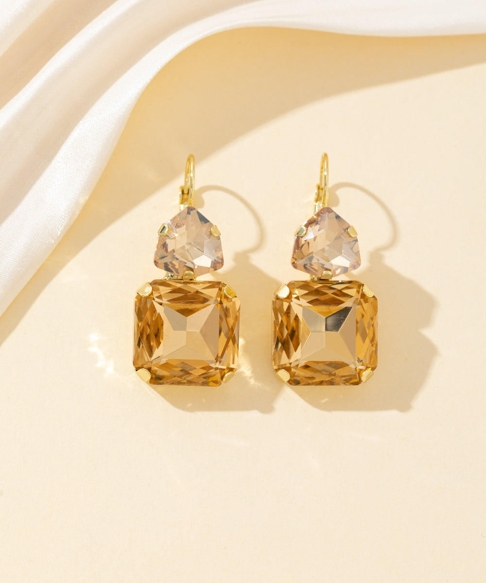 Boucles d’oreilles dormeuse strass géométrique – 26PEBOL007