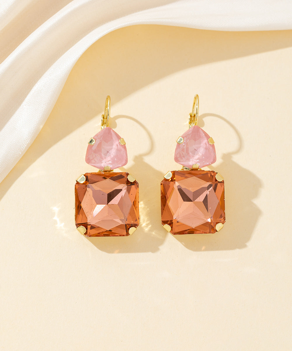 Boucles d’oreilles dormeuse strass géométrique – 26PEBOL007