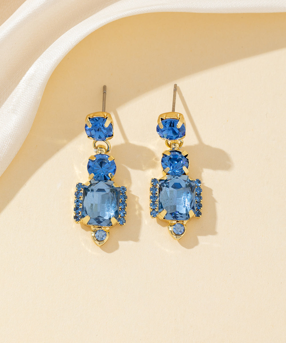 Boucles d’oreilles à clou strass rectangle  – 26PEBOL008