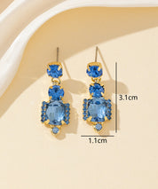 Boucles d’oreilles à clou strass rectangle  – 26PEBOL008