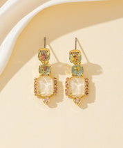 Boucles d’oreilles à clou strass rectangle  – 26PEBOL008