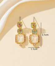 Boucles d’oreilles à clou strass rectangle  – 26PEBOL008