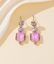 Boucles d’oreilles à clou strass rectangle  – 26PEBOL008