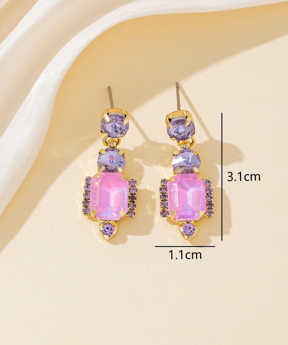 Boucles d’oreilles à clou strass rectangle  – 26PEBOL008