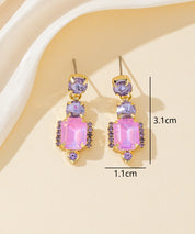 Boucles d’oreilles à clou strass rectangle  – 26PEBOL008