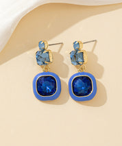 Boucles d’oreilles à clou strass carré émaillé – 26PEBOL009