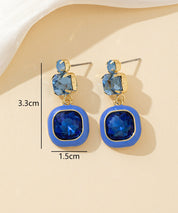 Boucles d’oreilles à clou strass carré émaillé – 26PEBOL009