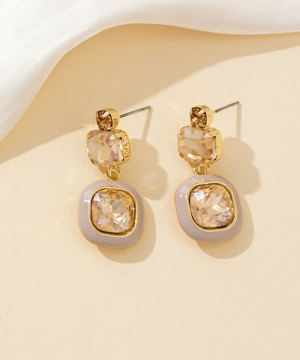 Boucles d’oreilles à clou strass carré émaillé – 26PEBOL009