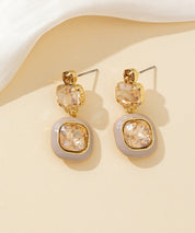 Boucles d’oreilles à clou strass carré émaillé – 26PEBOL009