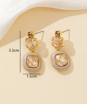 Boucles d’oreilles à clou strass carré émaillé – 26PEBOL009