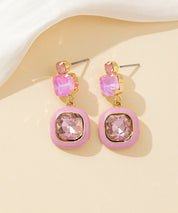 Boucles d’oreilles à clou strass carré émaillé – 26PEBOL009