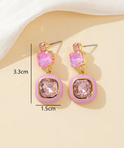Boucles d’oreilles à clou strass carré émaillé – 26PEBOL009