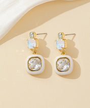 Boucles d’oreilles à clou strass carré émaillé – 26PEBOL009