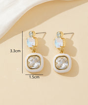 Boucles d’oreilles à clou strass carré émaillé – 26PEBOL009