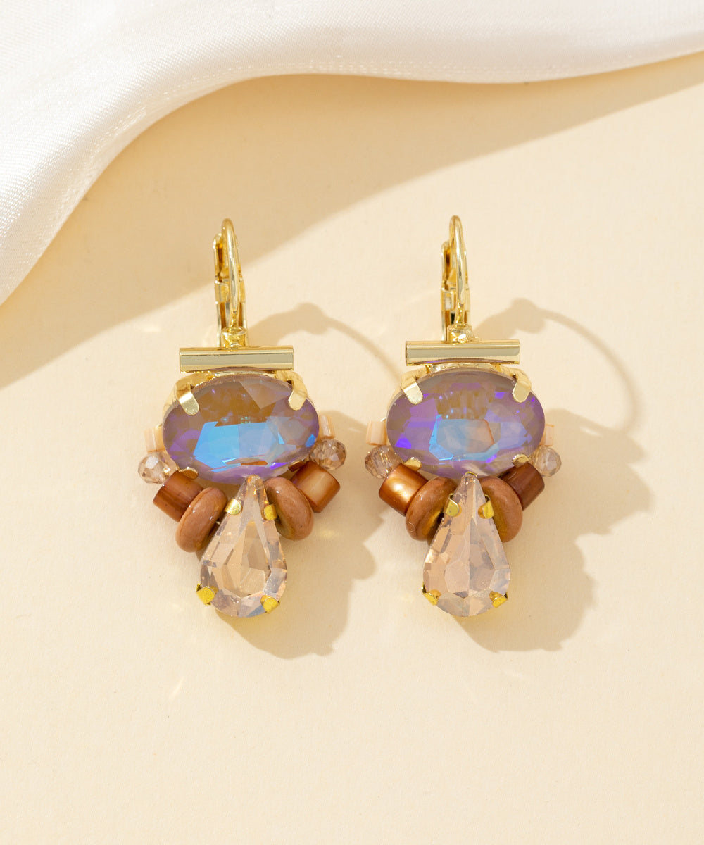 Boucles d’oreilles dormeuse strass goutte – 26PEBOL010