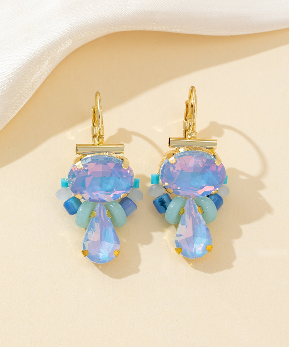 Boucles d’oreilles dormeuse strass goutte – 26PEBOL010