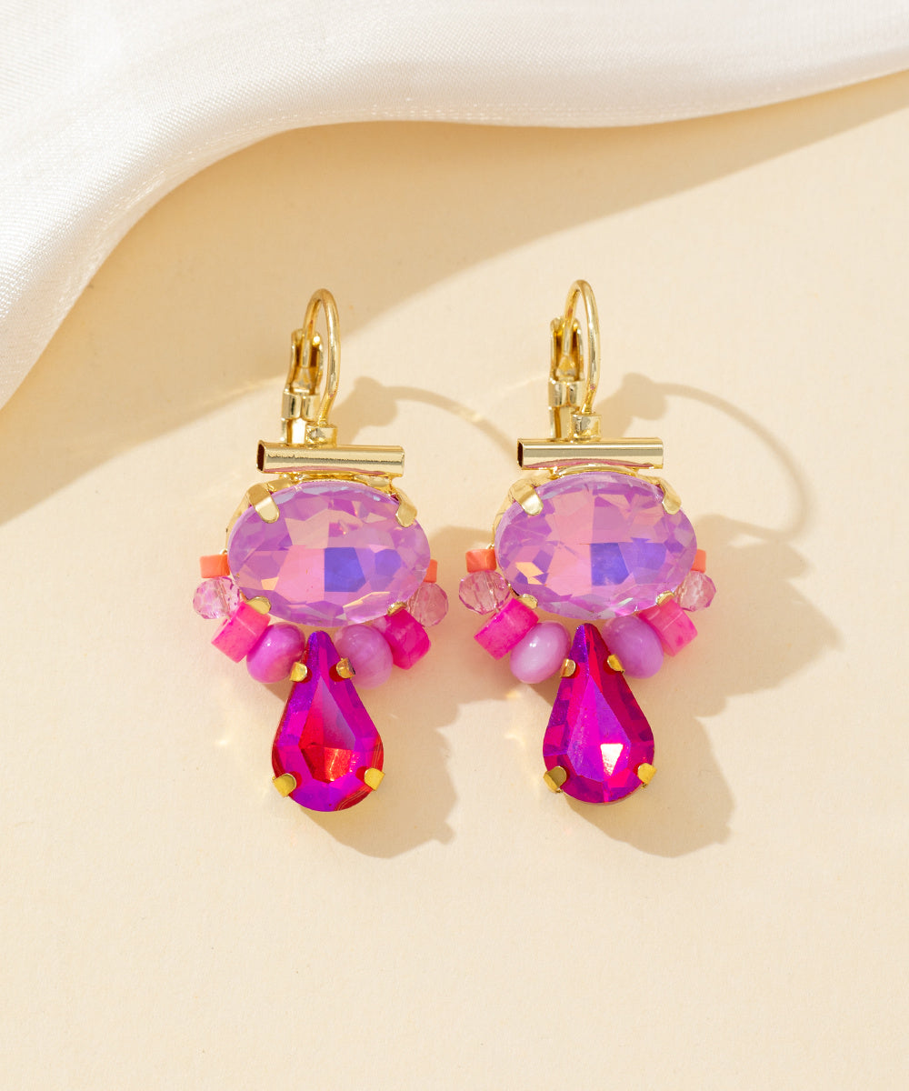 Boucles d’oreilles dormeuse strass goutte – 26PEBOL010