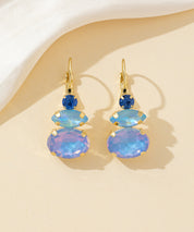 Boucles d’oreilles dormeuse strass trio ovale – 26PEBOL011