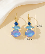 Boucles d’oreilles dormeuse strass trio ovale – 26PEBOL011