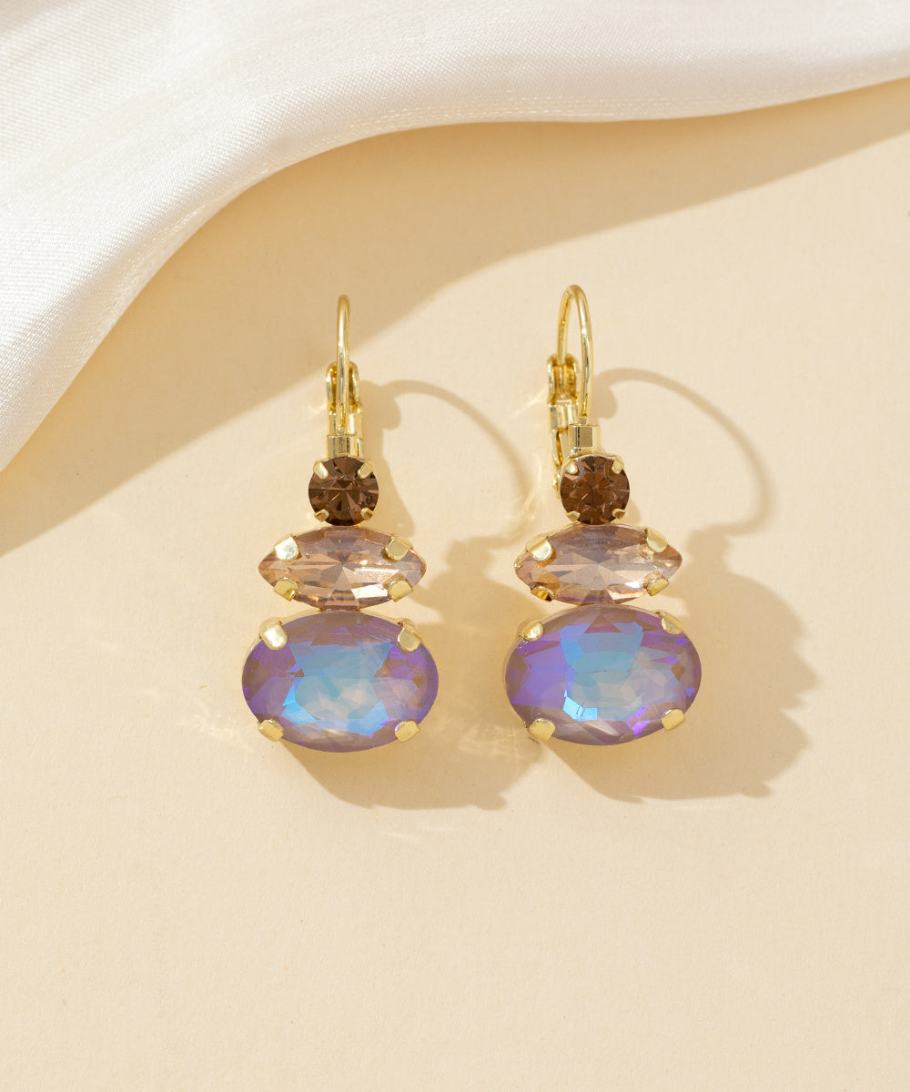 Boucles d’oreilles dormeuse strass trio ovale – 26PEBOL011