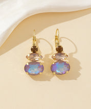Boucles d’oreilles dormeuse strass trio ovale – 26PEBOL011