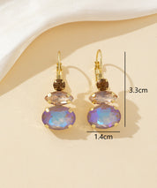 Boucles d’oreilles dormeuse strass trio ovale – 26PEBOL011