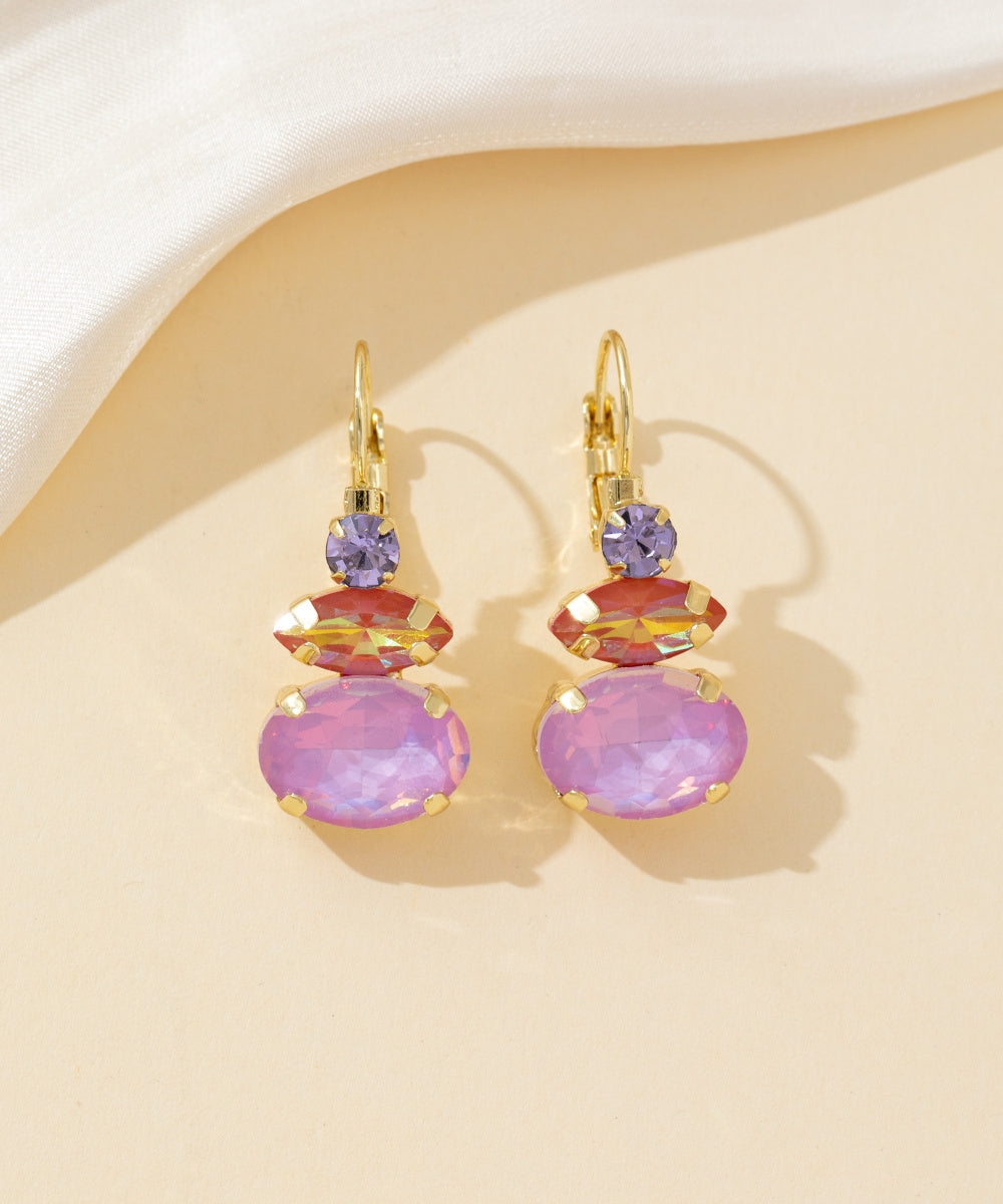 Boucles d’oreilles dormeuse strass trio ovale – 26PEBOL011