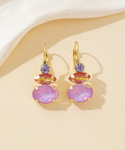 Boucles d’oreilles dormeuse strass trio ovale – 26PEBOL011