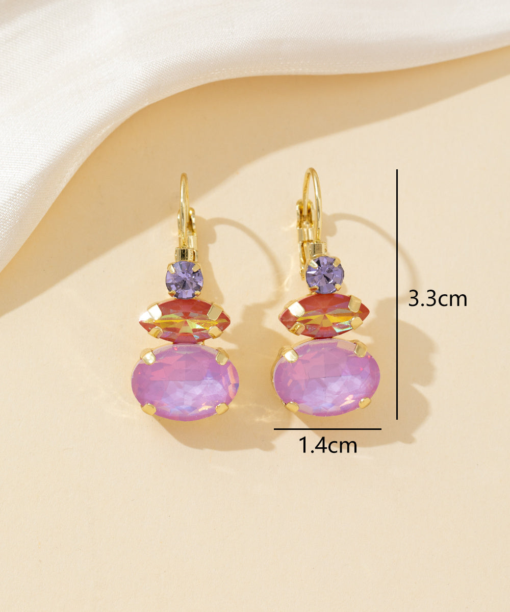Boucles d’oreilles dormeuse strass trio ovale – 26PEBOL011