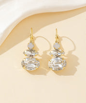 Boucles d’oreilles dormeuse strass trio ovale – 26PEBOL011